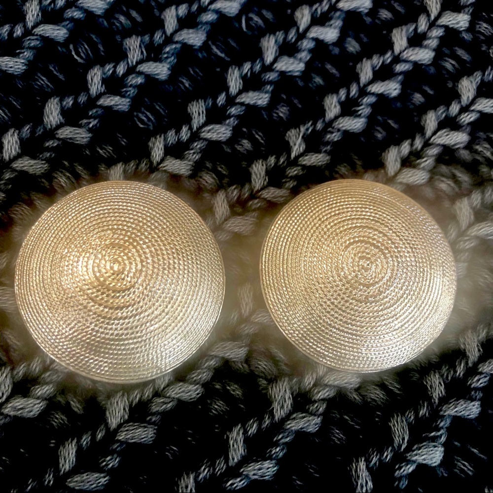 Silver tone large domed circle clip earrings